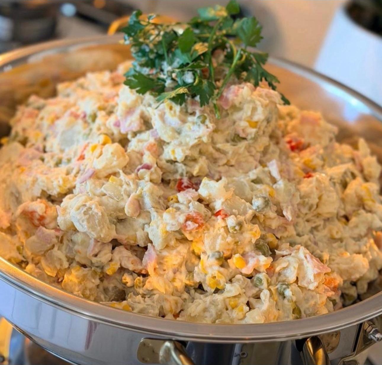 Rice in a chafing dish on the buffet